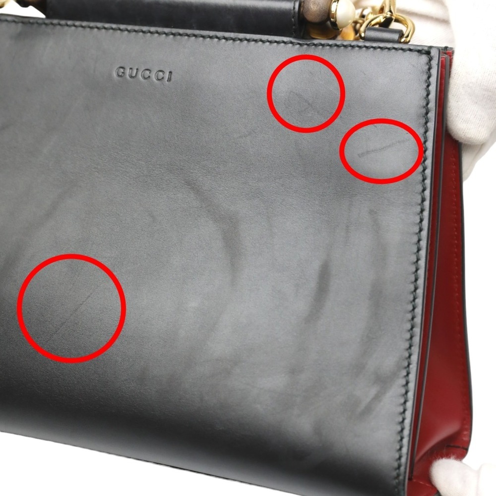 GUCCI Black Leather Bamboo Bag - Picture 13 of 16